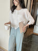 Pleated Casual Thin Jacket for Women with A Sense of, Loose One Button Short Cardigan Top for Women