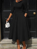 Women Twist Length Sleeve O-neck Big Swing Retro Dress Autumn Vintage Vestidos Even Party Cocktail Dresses