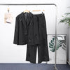 Elegant Stripe Sequin Blazer Jackets Trousers Set Lapel Long Sleeve Coat Wide Leg Long Pants Chic Female Matching Sets