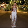 Floral Print Pants 3-piece Set Women Elegant Oversized Blazer Corset Top Sling Top Suit Lady Holiday Bohemian Outfit