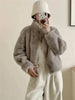 Eco-friendly Mink Fur Windproof Stand Collar Faux Mink Coat For Women Warm Winter Thick Jackets With Pockets 2DB5167