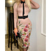 Women's Printed Tight A-line Skirt Sexy Suit Collar Dress Wrapped Buttocks For Women With Belt