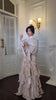 Early Autumn Turtleneck Lantern Sleeves Shinny Ruffles Pullover Floor Length Vacation Dress High Waist Female Vestido