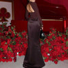 Women's Casual Long Sleeve Solid Color Long Dress Hight Waist Slim Gowns Dress Elegant High Neck Irregular Evening Dress