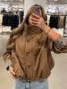Casual Patchwork Women Coat Elegant Long Sleeve Stand Collar Pleated Female Outwear Autumn Winter Lady Streetwear