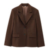 Women Blazer Elegant Turn-Down Collar Long Sleeves Suit Jacket Single Breasted Office Ladies Blazers Coats