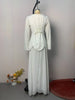 Women's Solid Color Casual A-line Square Neck Long Sleeve Spliced Ankle Length Dresses Female Clothes