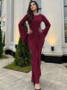 Autumn Elegant O-Neck Long Flare Sleeve Ruched Slim Fit Ribbon Long Dress Women'S Solid Casual Party Club Outfit