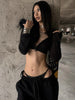 Furry Patchwork Jacket Women Hooded Autumn Zip Short Full Sleeve Wild Gothic Punk Street Club Coat
