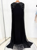 High Street Party Vestido Women's Full Sleeve Diamonds Beaded Maxi Long Dress