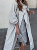 Women Solid Casual Long Trench Coat Lapel Collar Single Breasted Batwing Sleeve Windbreaker Oversized Outerwear