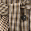 Vintage Plaid Belted Jackets Women Slim Full Sleeves Double-breasted Lapel Cropped Coats Ladies Autumn Outwear
