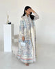 Pleated Print Foldable Collar Women's Long Sleeve Trench Coat Winter Original Design Cardigan Coat