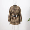 Retro Suede Coats High-waist Shorts Set Women's Plaid Full Sleeves Short Zipper Jackets Autumn Winter Ladies Outwear