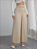 Women's Trousers Thin High Waist Chain Elastic Waist Khaki Elegant Office Black Casual Wide-leg Pants for Female