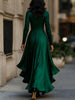 Irregular Hem Dress Woman's Spring Autumn Elegance Satin Deep V-neck Lace-up Robe Lady Foreign Style Party Prom Vestidos