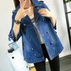 Denim Cape Coat Female Jacket Double Breasted Jackets Women Office Lady Windbreaker Denim Basic Coats Autumn Overcoat