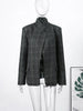 Women's Plaid Blazer Asymmetric Button Stand Collar Long Sleeve Pocket Detail Slim Fit Elegant Casual Office Outerwear
