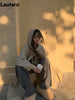 Spring Autumn Long Oversized Light Khaki Trench Coat for Women with Hood Double Breasted Loose Casual Overcoat