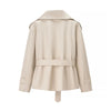 Solid Turn-down Collar Full Sleeve Coat Women Double Breasted Short Blazer Spring Lady Daily Casual Street Outfit