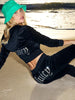 Women's Hooded Sweatshirt Suit Zipper Cardigan Diamond Street Velvet Casual Female Pants 2-piece Set