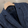 Khaki Blue Plaid Suits Women Spring Prfessional High End Casual Blazer And Pants Sets Office Lady Work Wear
