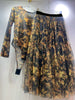 Designer retro geometric print knitted elastic one-piece tights two-piece spring women's dress+loose gauze skirt suit