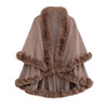 Winter Thicken Mink Wool Full Trims Faux Fur Cape for Women Hooded Loose Fleece Cloak Coat Party Wraps Warm Cape