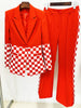 High Street Designer Runway Suit Set Women's Single Button Color Block Blazer Flare Pants Suit