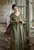 Vintage Women Ramie Cotton Dresses V-Neck Long Sleeve Spring Robes Loose Chinese Style Tie-dye A-Line Dress