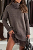Solid Color Woolen Top + Dresses 2-piece Set For Women's Casual Winter Sexy Suspender Lace Ruffle Dress Female Suit