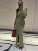 Casual Glossy Fitted Button‑Detail Jacket Skirt Set Lapel Collar Long‑Sleeve Autumn Women Outfit Warm Lady Two‑Piece Suit