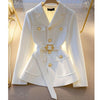 Women Blazer Coat Autumn Long Sleeve Single Breasted Belt Pocket Elegant Office Ladies Suit Jacket Lady Outerwear Tops