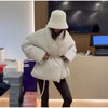 Vintage Lace-up Thicken Jacket Women Full Sleeve V-neck Belt Solid Outwear Female Winter Casual Lady Streetwear