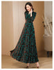Spring Autumn Gold Velvet Long Sleeve Dress For Women High Grade Green Plush Jacquard Long Dress Female Elegant Dresses 4XL