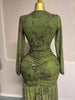 Women Floral Velvet Long Sleeve Wrap V-neck Stacked Ruched Mermaid Maxi Dress Birthday Holiday Long Dresses Vestidos