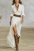 Sexy Women's Dress French Retro V-neck Waist Pleated Loose Slit Temperament Long Sleeve Dresses For Women Robe Femal