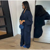Navy Blue Bubble Tie Waist Maxi Dress Loose Flared Long Sleeve Spring Modest Women Shirt Dress Elegant Lady Vestidos