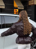 Women High Stand Collar Solid Puffer Jacket Elastic Cinched Waist Peplum Hem Zip Back Thick Padded Coat Warm Winter Street Coats