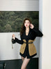 Original Design Blazer Women Loose Spliced Pocket Korean Shrug Notched Single Breasted Blazer Mujer Femal with Belt