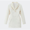 Solid Cinched-waist Mini Dress Women Casual V-neck Full Sleeve Shoulder Pads A-line Vestidos Lady Chic Party Street Gowns