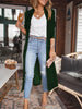Women Solid Long Sleeve Velvet Jacket Lapel Collar Open Front Long Cardigan Coat With Pockets Fall Outerwear Maxi Duster