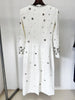 High Street Designer Party Vestido Women's Formal Long Sleeve Beaded Midi Dress