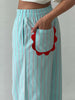 Colorful Striped Wide Leg Trousers Women Bohemian High Waist Multi-color Panelled Slim Straight Pants Lady Beachwear