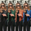 Autumn and Winter Women's Large Size Leather Jacket Solid Color Slim Street Elegant Versatile Top PU Suit Jacket