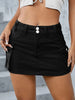 Streetwear Solid Color Cowboy Tight Skirts Women Pocket Design Sense Package Hip Slim Denim Mini Skirt Female Spring