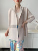 Black Tie Cardigan Design Women's Pleated Jacket Stemperament Casual Niche Three Quarter Top 2DB3365