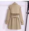 Women's Trench Coats Spring Autumn Mid-length Slim Outerwear Double-breasted Belt Long Sleeves Windbreaker