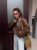 Womens Jacket Outerwears Cropped Faux Leather Jacket Autumn Long Sleeve Burgundy Bomber Jackets Casual Zipper Short Jacket