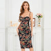 Sexy Vintage Quality Flower Print Gauze Bandage Evening Dress Women Party Bustier Elegant Ladies Vestido Knitted Dresses